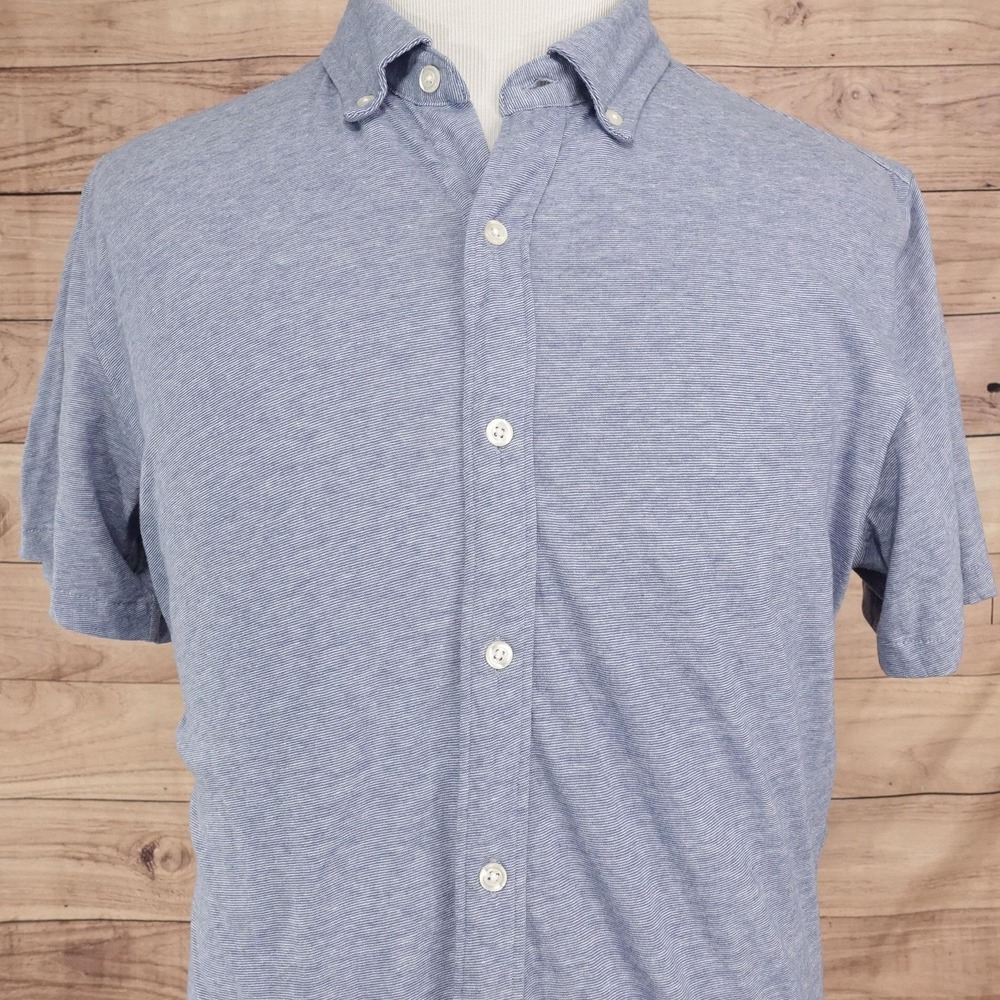 Bonobos Shirt Mens L Blue Stripe Short Sleeve Button-Up Stretch Slim Fit Casual
